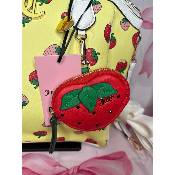 Viral Juicy Couture Sweet N Juicy Strawberry Yellow Tote w/ bonus bag charm - Picture 3 of 6